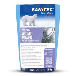 Detergent v prahu z belili SANITEC Atomic Power 15 kg